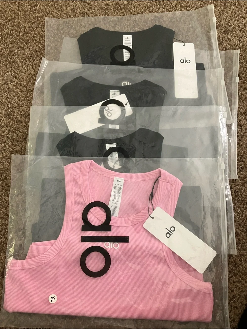 ALO Yoga Black/Pink Cropped Tank